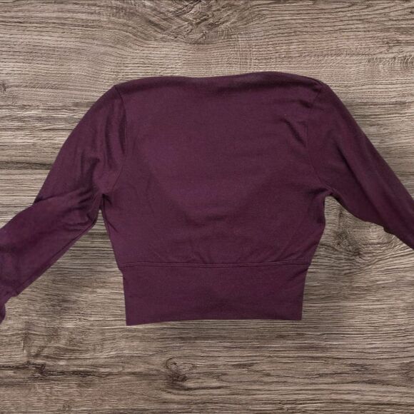 Wilfred Free XXS Purple Long Sleeve V-neck Crop Top - Picture 4 of 4